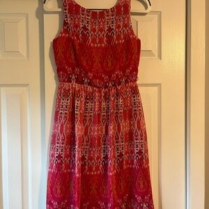 Dressbarn Hot Pink and Orange Patterned Dress